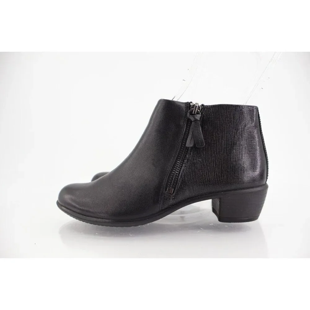 Ecco Women's Shape M Boots Size 36 5 Block Heel Black Leather Bootie Comfy Shoe